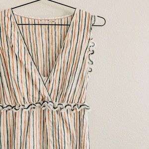 Leon Max Limited Edition Green/Orangey Gold Stripe Dress. Size Medium.